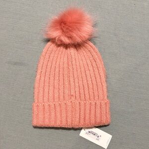 Treasure & Bond Pink Knit Beanie with Pom-Pom